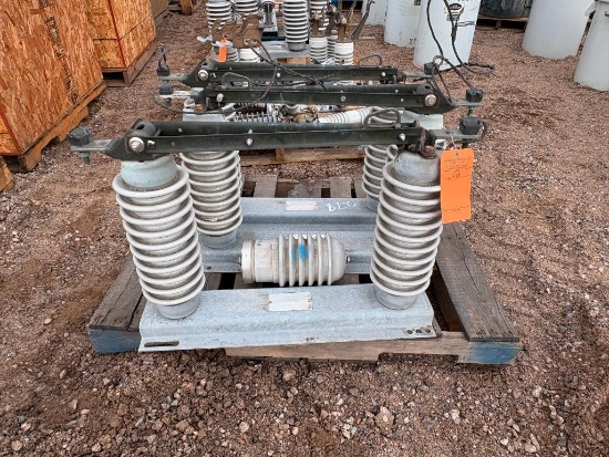 Three Single Phase 34.5 KV Switches that are stick operated