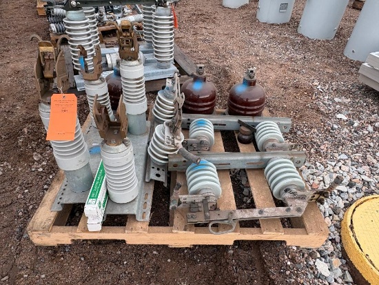 Assortment of 12 KV Blade Switches and Lightning Arrestors that are rated station class
