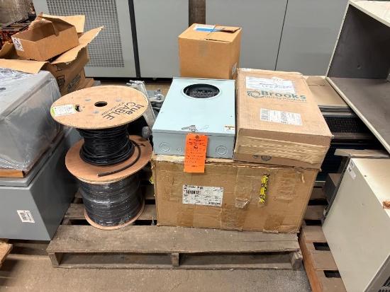 (1) SKID WITH BROOKS UP METER BOX, HAMMOND MFG ELECTRIC BOX