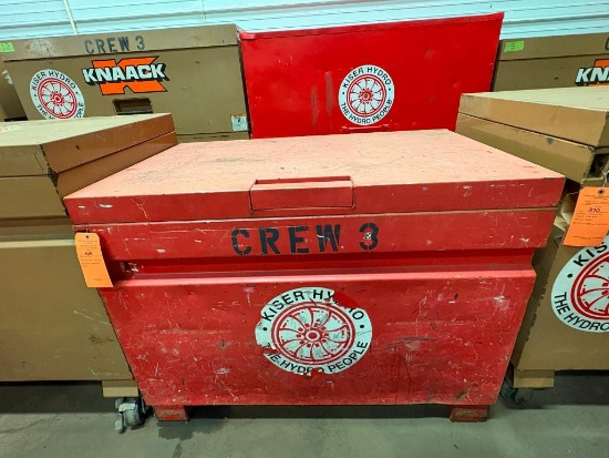 RED JOB BOX, 30N 1/4"D X 48"W X 35 1/2"H, WITH CONTENTS: