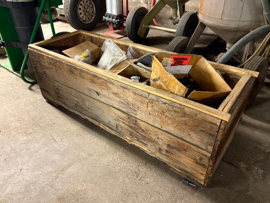 WOODEN CRATE WITH HEAVY DUTY BOLTS, WASHERS, ETC