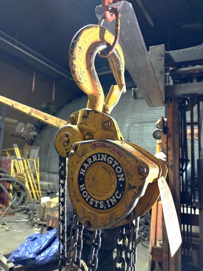 HARRINGTON 8 TON CHAIN FALL, MODEL CB080, APPROX 60' CHAIN