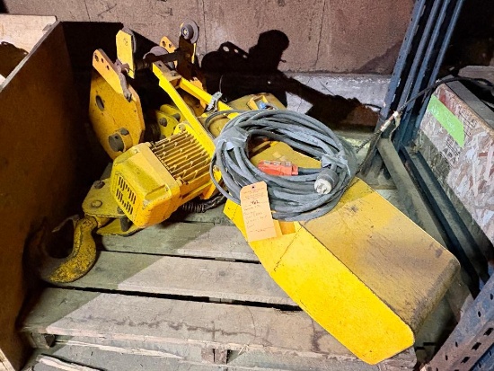 HARRINGTON 8 TON CHAIN HOIST, MODEL ER085, WITH TROLLEY AND PENDANT CONTROL