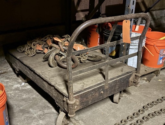 LOW ROLLING STOCK CART, APPROX 30" X 60", WOOD DECK