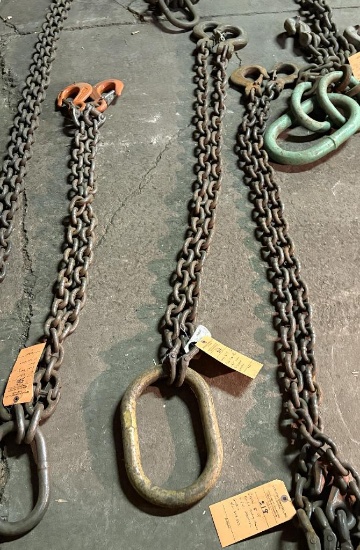 CROSBY 4' BRIDLED PICKING CHAIN, 2 PART, GRADE 8, S/N 243005, CROSBY HOOKS