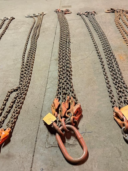 BRANCHES 12' BRIDLED 4 PART ADJUSTABLE 9' 6" PICKING CHAINS, GRADE 80, S/N 910222, W/ CM HOOKS
