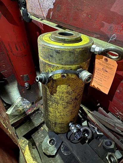 HYDRAULIC RAM (POSSIBLY ENERPAC) NO ID TAG FOUND, 8" DIA X 20"H APPROX 200 #
