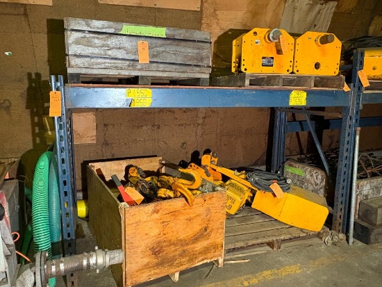 (1) SECTION OF PALLET RACK, APPROX 8'W X 42"D X 5'H W/ (1) SHELF W/ PLYWOOD INSERTS