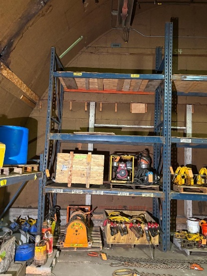 (1) SECTION OF PALLET RACK, APPROX 8'W X 42"D X 14'H MAX HEIGHT, W/ (2) SHELVES