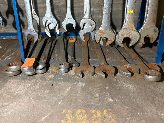 ALL COMBINATION WRENCHES ON THE FLOOR- 1 1/8" UP TO 3"