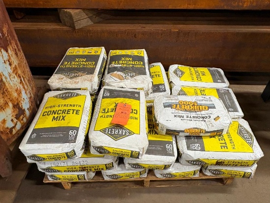 SKID WITH (20) BAGS OF SAKRETE HIGH STRENGTH CONCRETE MIX, EACH BAG