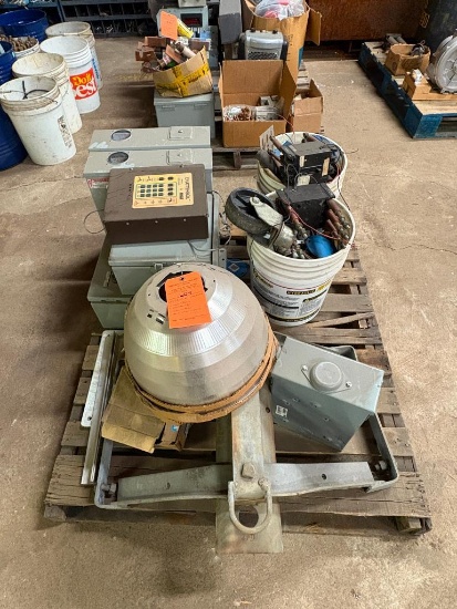 (1) SKID WITH CONTENTS: METER BOXES, DISCONNECT BOX, CONTROL PANEL,