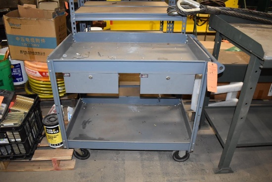 GLOBAL STEEL PUSH CART WITH (2) DRAWERS