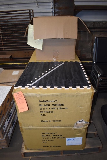 (1) SKID OF SOFT WOODS, BLACK WOODS 2 X 2 X 5/8, FOAM MATS (25) PER BOX,