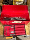 RED METAL BOX WITH AIR CHISELS