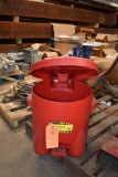 EAGLE RED PLASTIC 10 GALLON OILY RAG, FLIP TOP CAN WITH RAGS