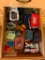 LOT OF GLASSES, COIN PURSES AND MAKEUP BAGS, WALLETS, HAIR ITEMS, WOODEN BOXES