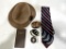 MARSHALL FIELDS HAT, VINTAGE TIES, BUCKLES AND A DRINK GUIDE, ALL FOR A NIGHT OUT ON THE TOWN!