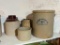 GROUPING OF FOUR STONEWEAR CROCKS, MACOMB POTTERY CO. NO. 6,