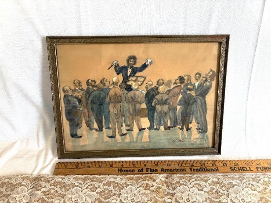 MAESTRO / CONDUCTOR DIRECTING CHOIR FRAMED PAINTING
