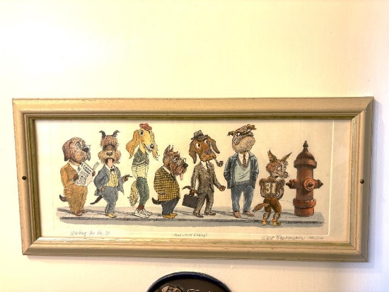 CURT FRANKENSTEIN HAND COLORED ETCHINGS "WAITING FOR NO. 31" 146/200 ORIGINAL SIGNED