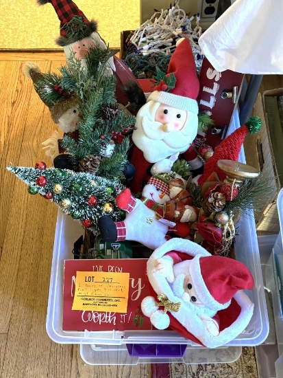 (2) BOXES OF CHRISTMAS FUN! LIGHTS, TREE SKIRT, GLASS, PLASTIC, ICICLES, ETC.