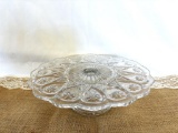 PRESSED GLASS CAKE PLATE, 11
