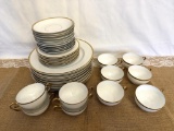 TURIN BAVARIA SET OF CHINA: (8) DINNER PLATES, (6) CUPS AND (1) SAUCERS, (4) DOUBLE HANDLED CUPS