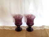 LOT OF (2) PURPLE HURRICANE CANDLESTICKS, APPROX 8
