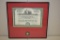 FRAMED/MATTED CERTRIFICATE OF ATTENDANCE TO