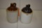 Lot of 2 Antique Stoneware Crocks Jugs No Cracks, 1 Gallon