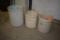 Lot of 3 Vintage Blue Crown Crocks, 2x 3gal, 1x 6gal