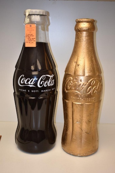 (2) OVERSIZED DISPLAY BOTTLES OF COKE, 44"