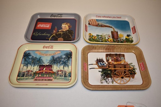 (4) COCA-COLA METAL TRAYS 13" X 10"