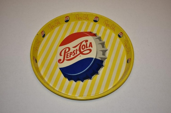 PEPSI COLA TRAY, YELLOW WITH BOTTLE CAP IN MIDDLE