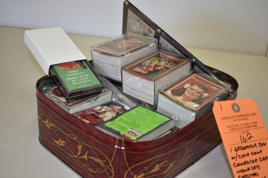 1 DECORATOR TIN WITH COCA-COLA COLLECTOR CARDS: