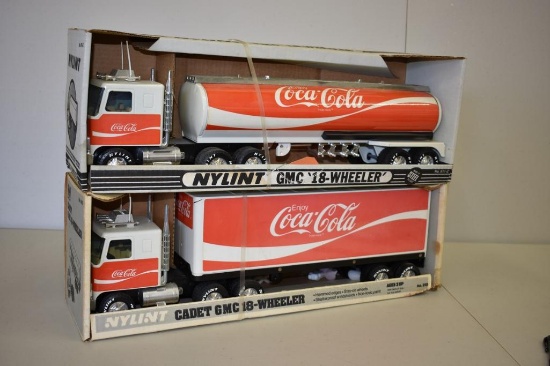 (2) COCA-COLA NYLINT GMC 18 WHEELER TRUCK MODELS;