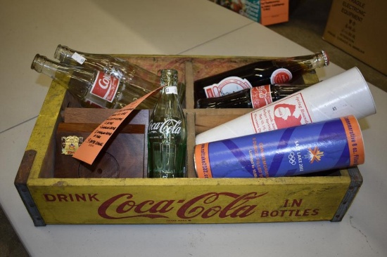 24 BOTTLE WOODEN YELLOW COCA-COLA CASE WITH