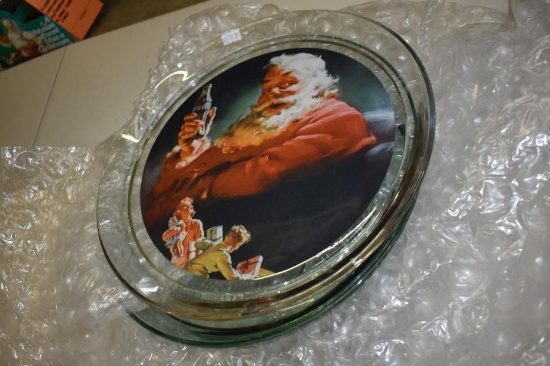 4 - 13" DIAMETER GLASS COCA-COLA SERVIG TRAYS