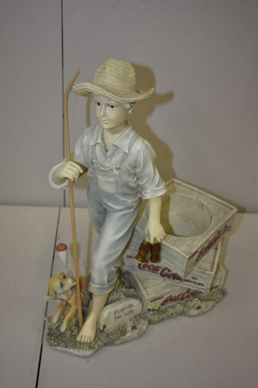 COCA-COLA FLOWER POT FIGURINE. HUCK FINN TYPE BOY