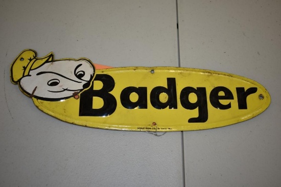 OVAL BADGER SIGN YELLOW, BLACK, WHITE