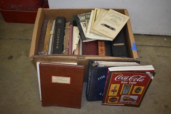BOX WITH MISC MANUALS; COCA-COLA COLLECTIBLES