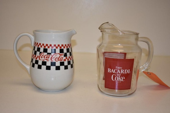 (2) GLASS COCA-COLA PITCHERS
