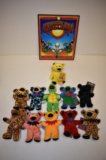 Large Lot of 13 Grateful Dead Bears Liquid Blue Collectibles w/ Tags