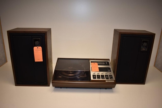 Vintage Zenith Allegro All in One Sound System H596W w/ Matching Speakers CLEAN!