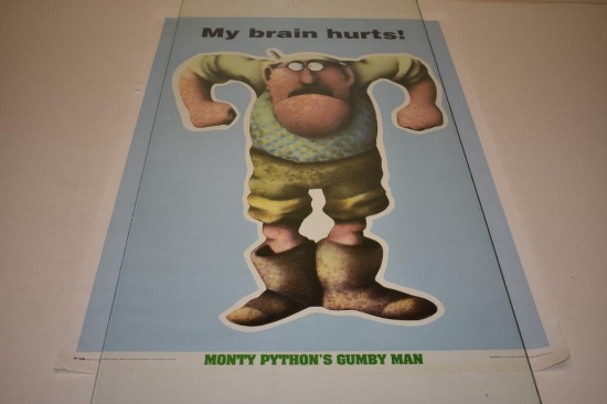 Vintage 1995 Monty Python's Gumbry Man My Brian Hurts! Poster 25"x35"