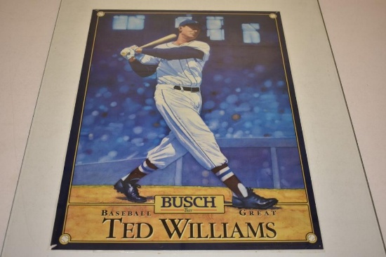 Vintage Baseball Great Ted Williams Busch Beer Poster 15"x20"