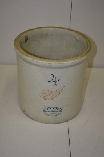 Antique 4 Gallon Red Wing Stoneware Crock