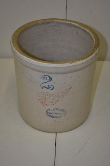 Antique 2 Gallon Red Wing Stoneware Crock No Cracks