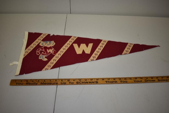 Vintage University of Wisconsin Pennant Bucky Badger
